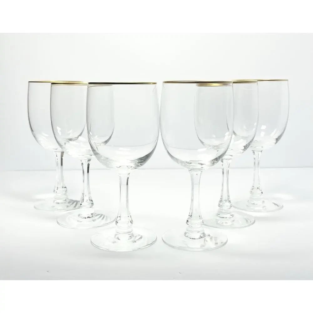 Fostoria “Classic Gold” Set of 6 Water Glasses 6 3/4” 10oz Signed